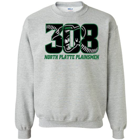 Adult grey area code 308 crew neck sweat