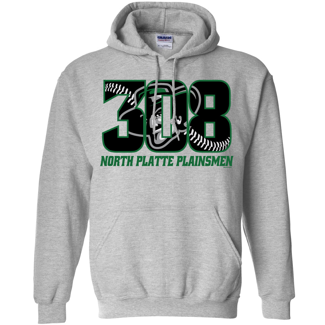 Adult grey 308 area code hoodie